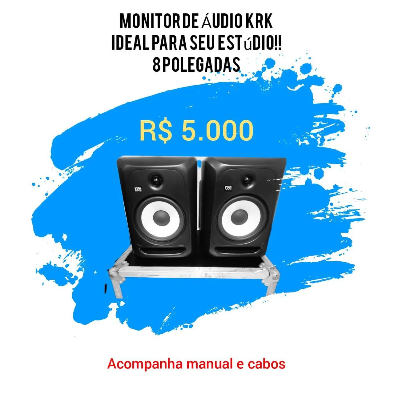 Monitor de Áudio KRK 8 polegadas - Ideal para estúdio!