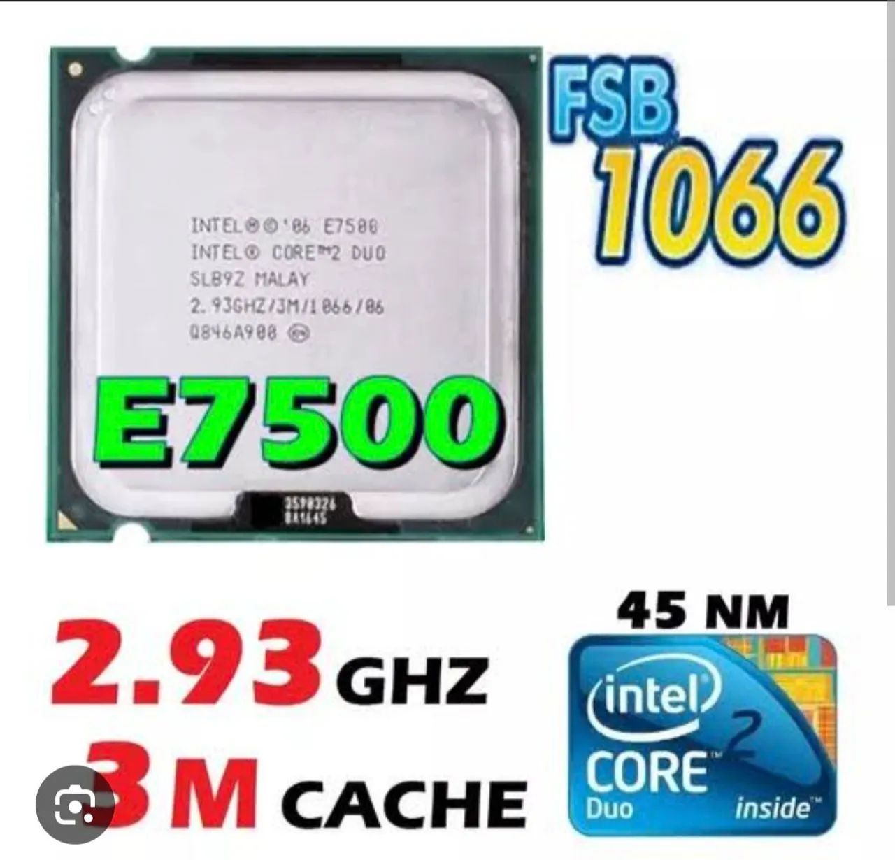 Processador Intel Core 2 Duo E7500 2.93GHz 3MB Cache