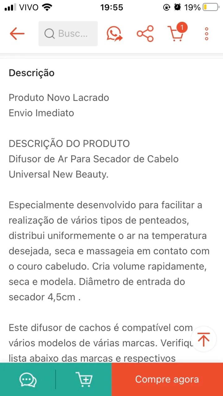 Difusor para Secador de Cabelo - 17cm - Foto 3