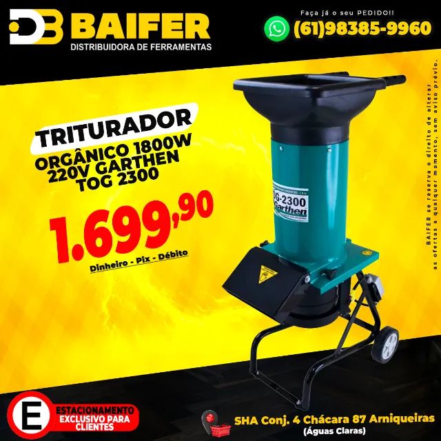 Triturador Orgânico 1800W 220V Garthen Tog 2300