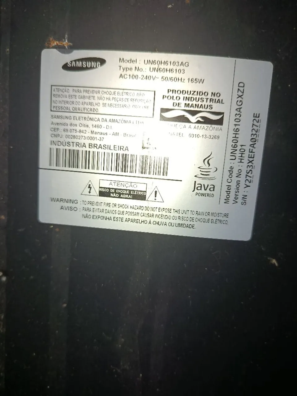 Vendo Tv Samsung 75 Polegadas. Defeito Apresentado: Tela Escurecida.