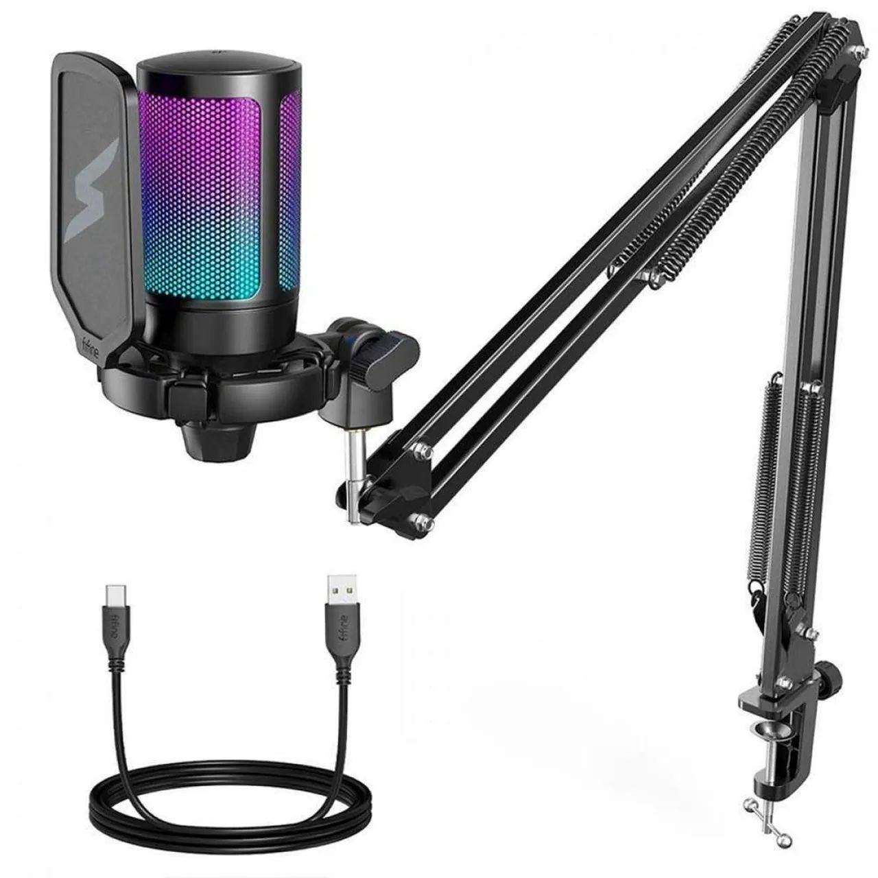Microfone Fifine SuperFrame Edition SFM1 USB - Com Braço Articulado - RGB - Foto 2
