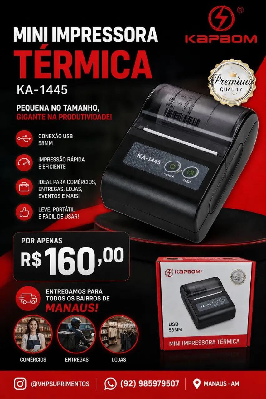 Mini Impressora Térmica ( Trabalhamos Com Entregas ) 