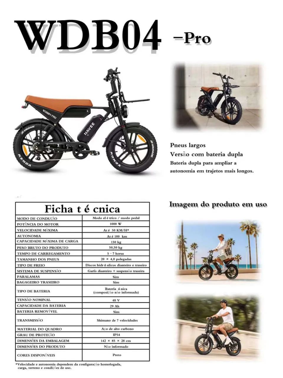 Bicicleta Elétrica de 1000w com 100km de autonomia  - Foto 2