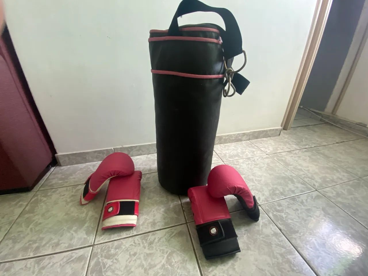 Saco de box e luvas 