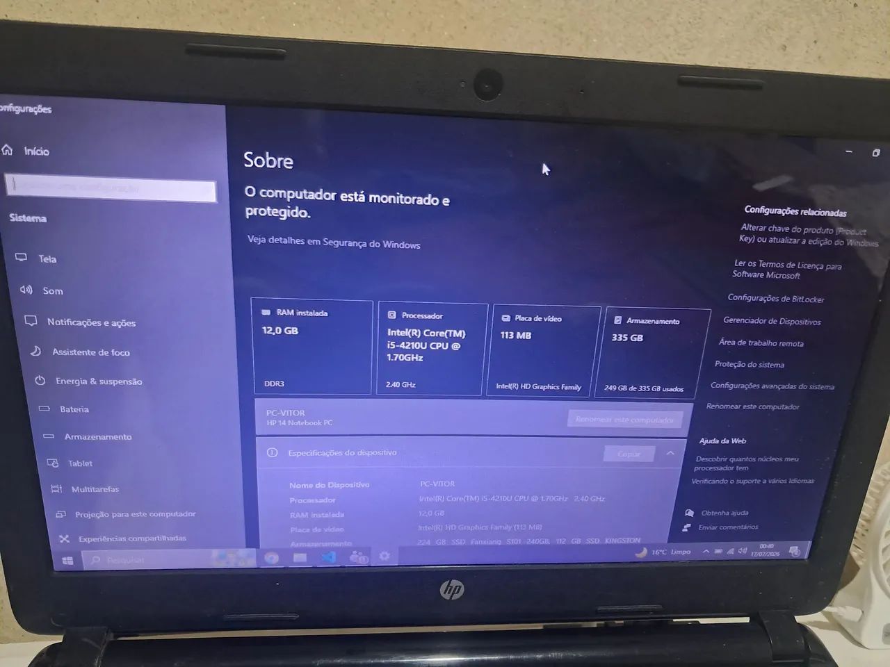NOTEBOOK HP CORE I5 12 GB DE RAM - Foto 3