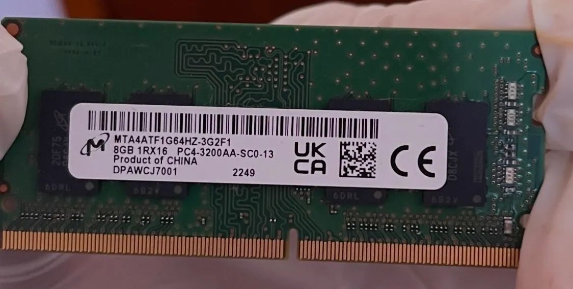 Micron 8GB SODIMM DDR4 3200 PC4 1Rx16 MTA4ATF1G64HZ-3G2 260 pinos