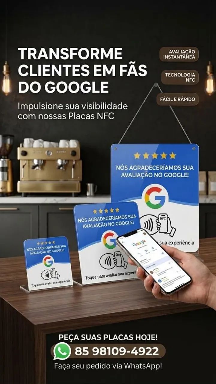 Placas NFC de avaliação do Google 