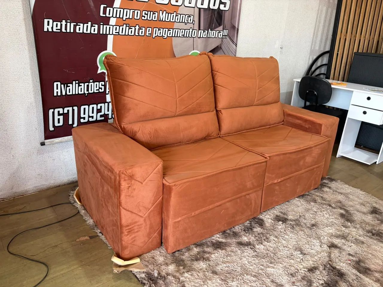 Sofa retrátil e reclinável de Suede NOVO ((ENTREGO GRATIS)) - Foto 2