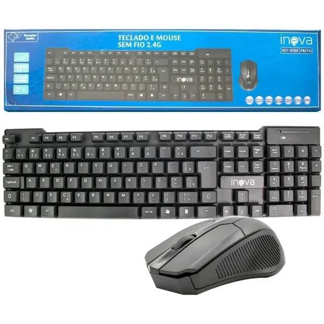 Kit Teclado e Mouse Sem Fio Inova