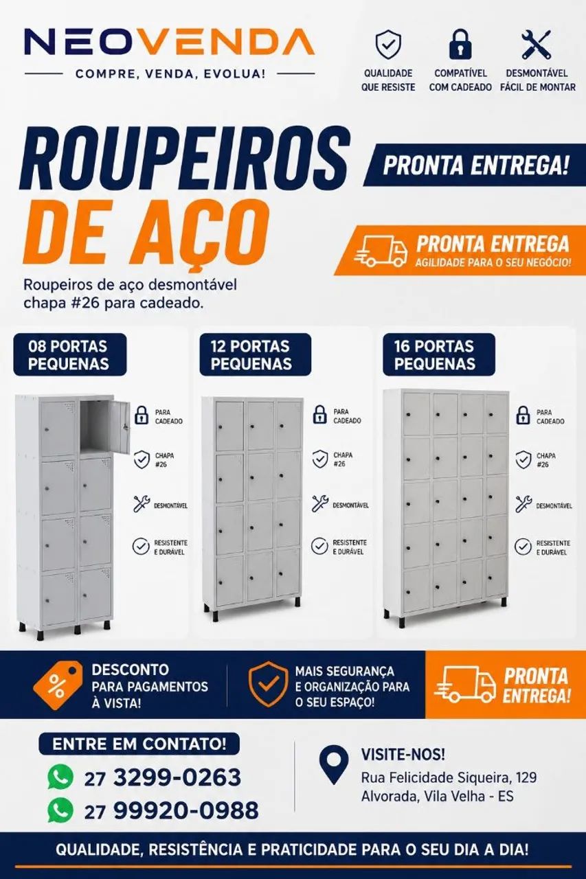 Roupeiro de aço Desmontável chapa 26