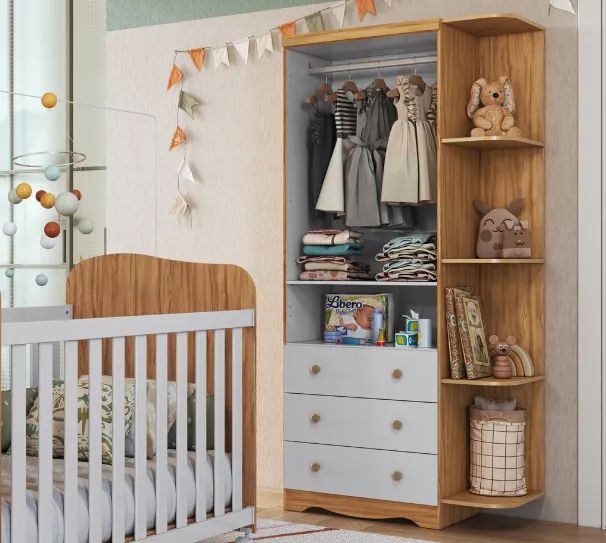 Roupeiro Infantil Luna Peroba, 100% MDF  - Foto 2