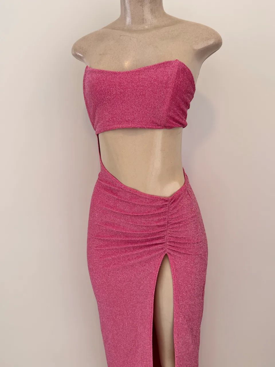 Vestido rosa em malha lurex  - Foto 3
