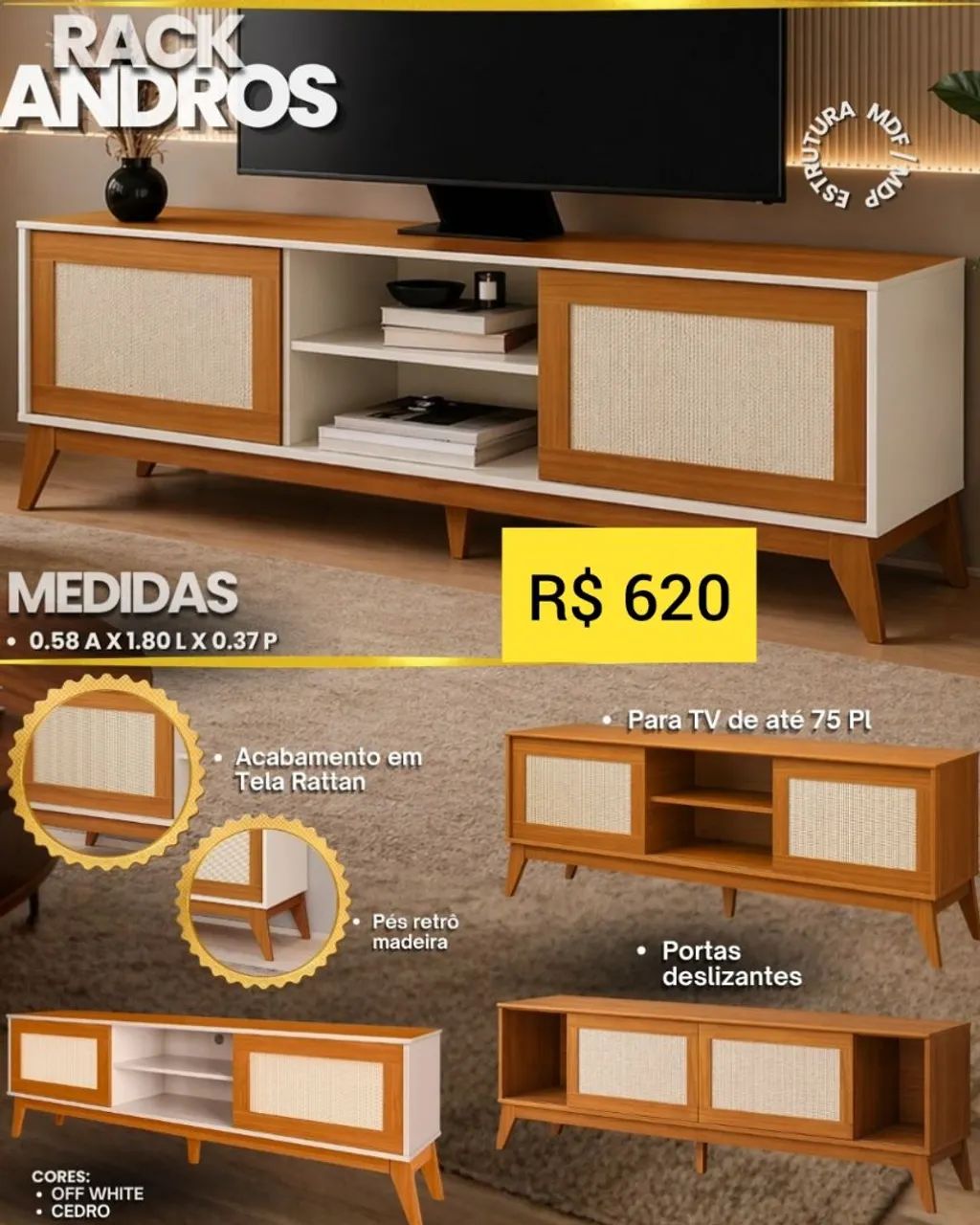 Rack pra tv até 65"