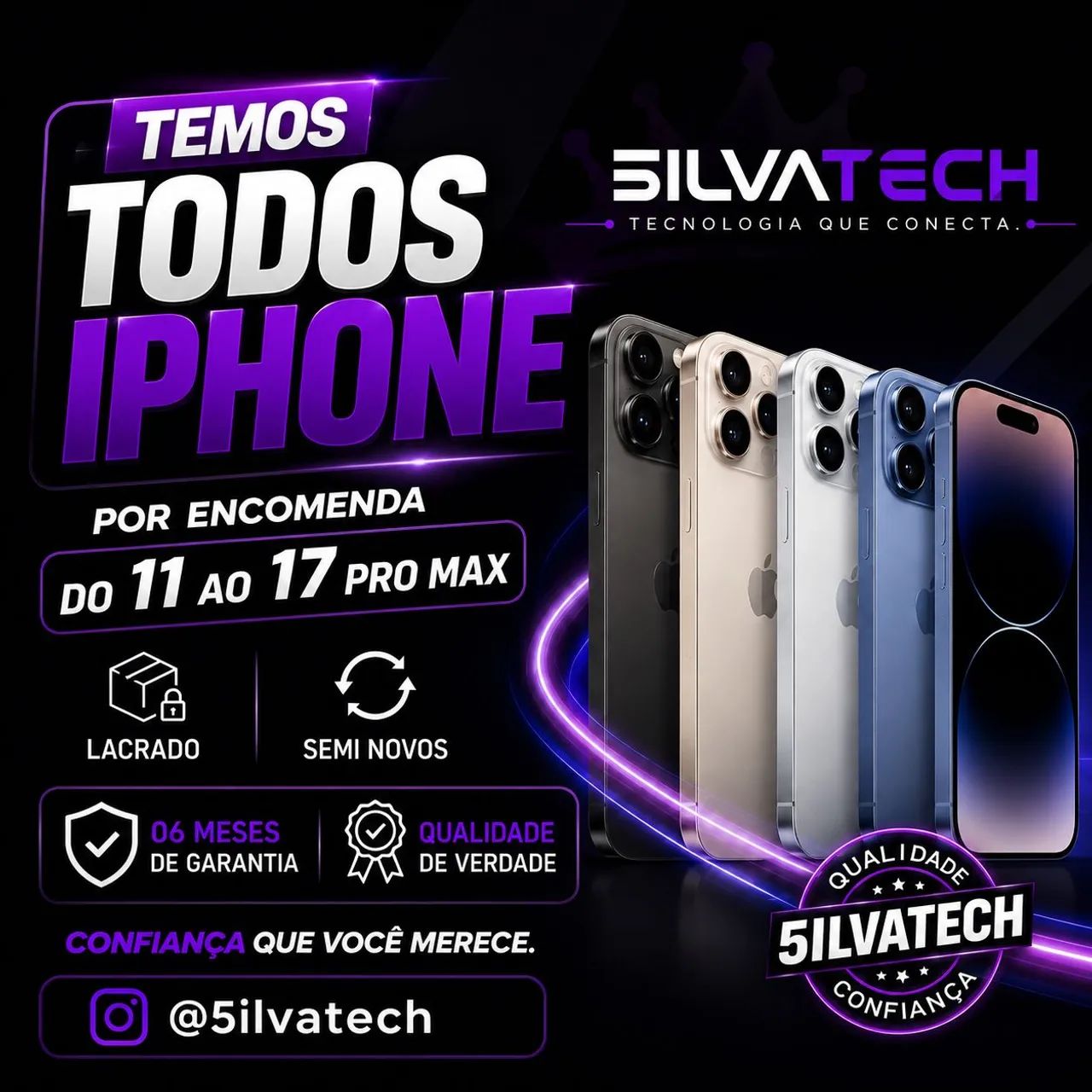 Iphones seminovos e lacrados disponiveis 