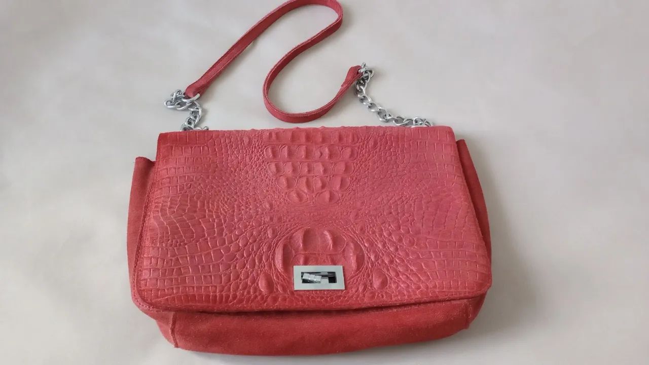 Bolsa couro jacaré 