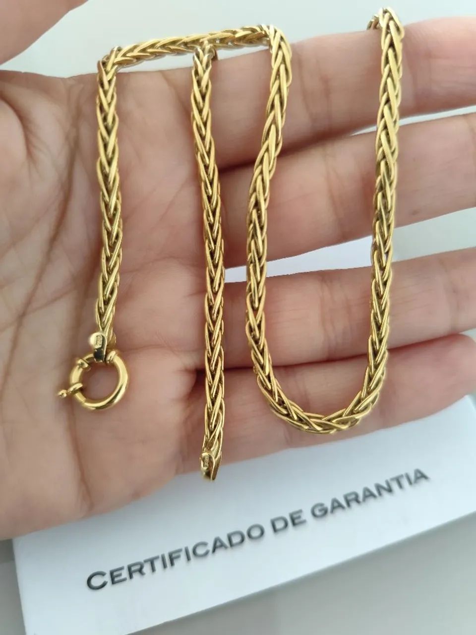 Gargantilha linda em ouro 18k-750 modelo coqueiro fecho resistente 