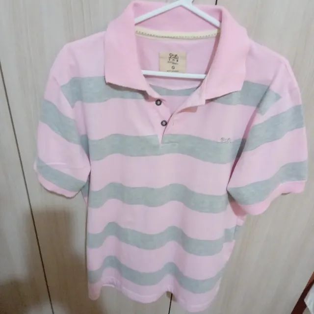 Camisa polo rosa e cinza TNG