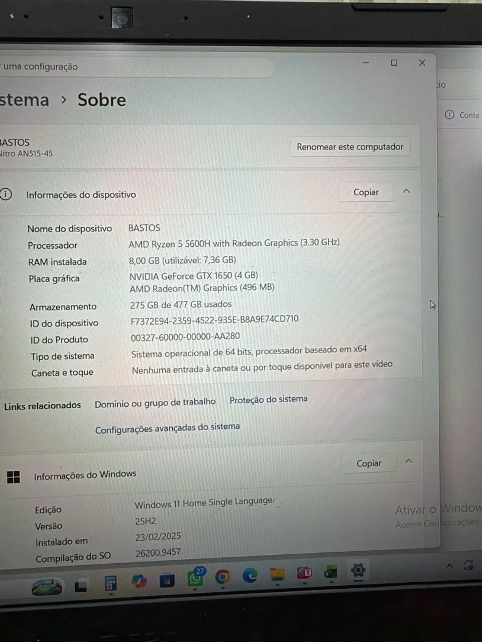 NOTEBOOK ACER NITRO 5 / TROCO EM MACBOOK  - Foto 5