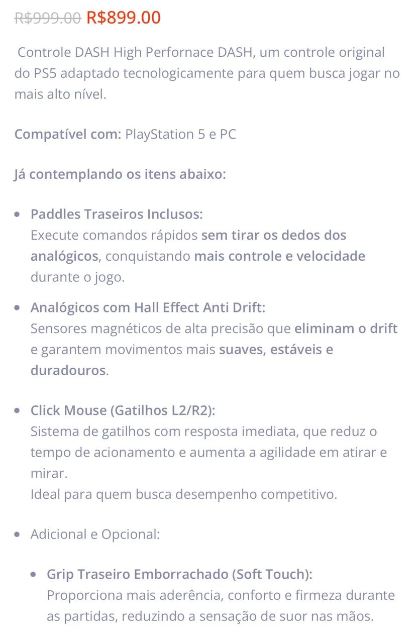 Controle Pro Gamer Dash PS5  - Foto 2