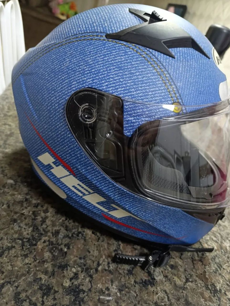 Capacete Helt Integral Azul - Foto 3