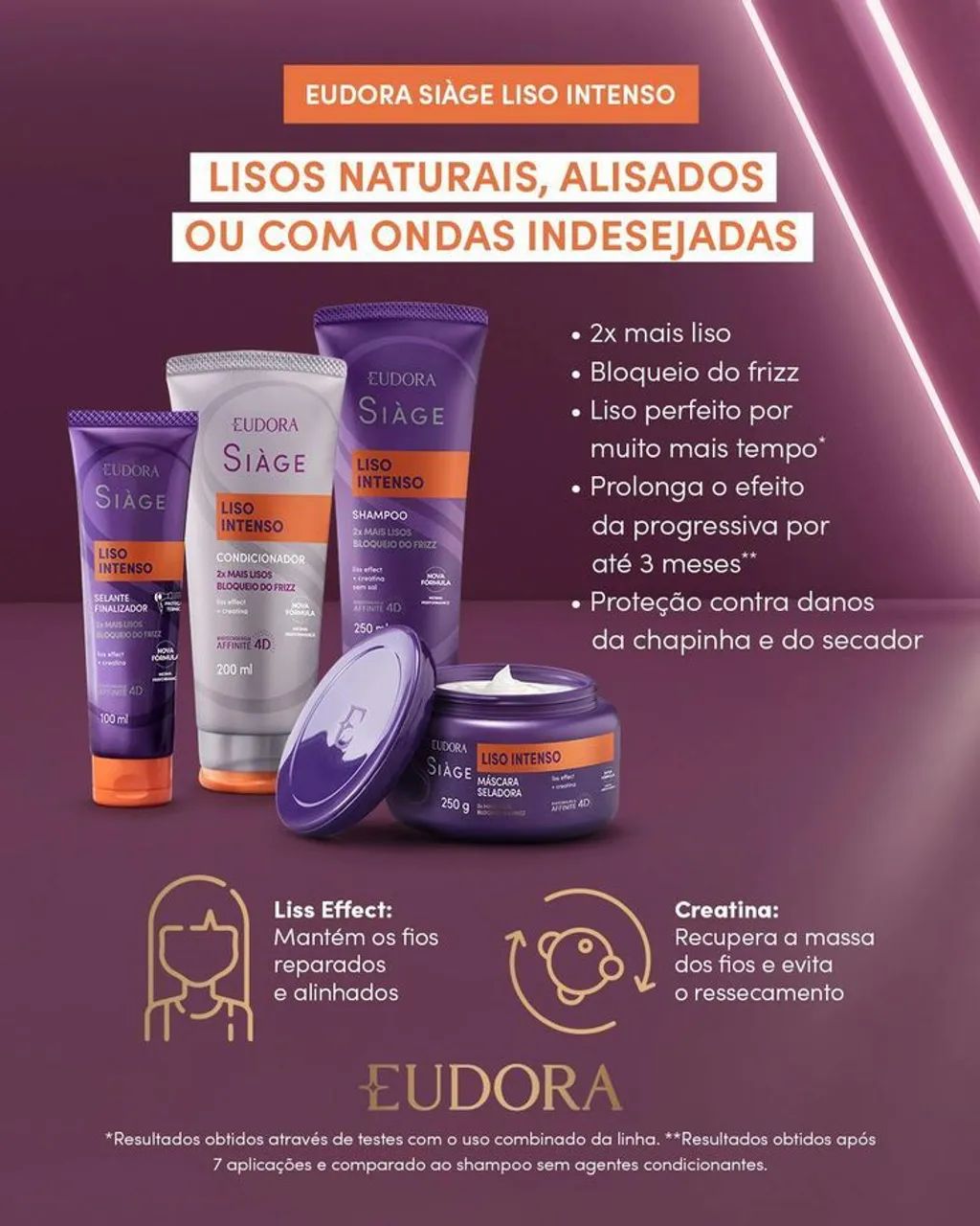 Kit Eudora siàge liso intenso 4 itens  - Foto 3