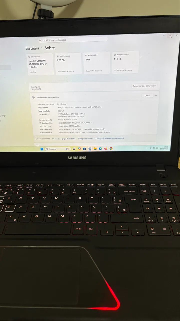 Notebook Gamer Samsung Odyssey Intel Core i7 HQ - Foto 2