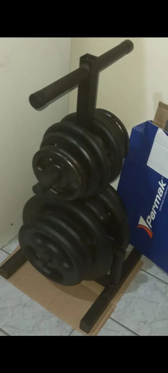Kit Anilhas e Barras para Musculação