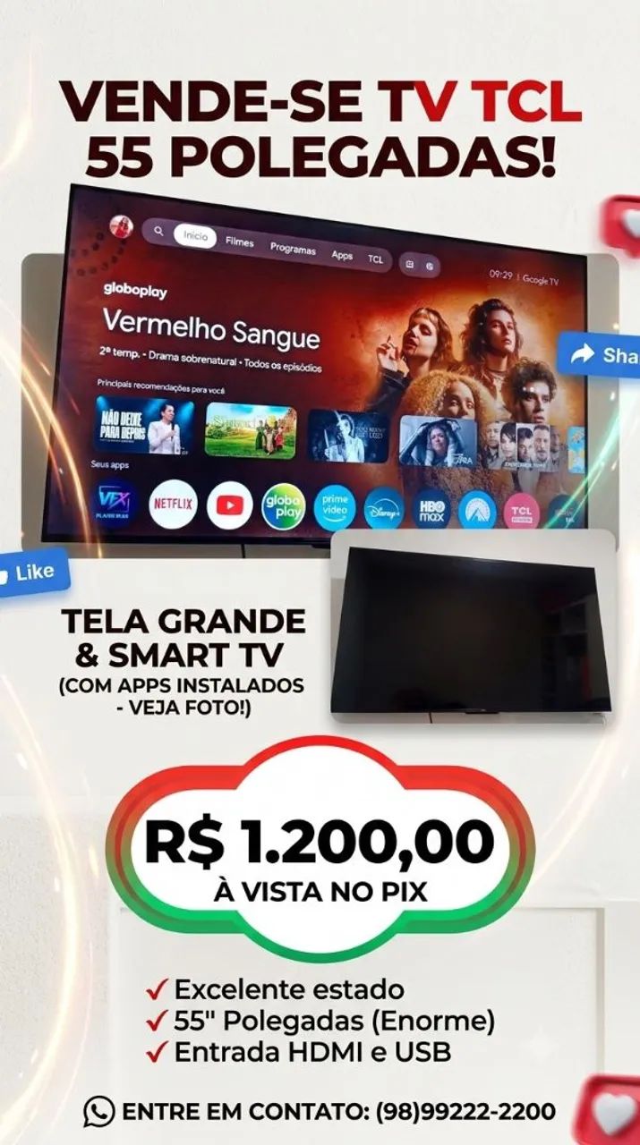 TV 55" - TCL SEMINOVA