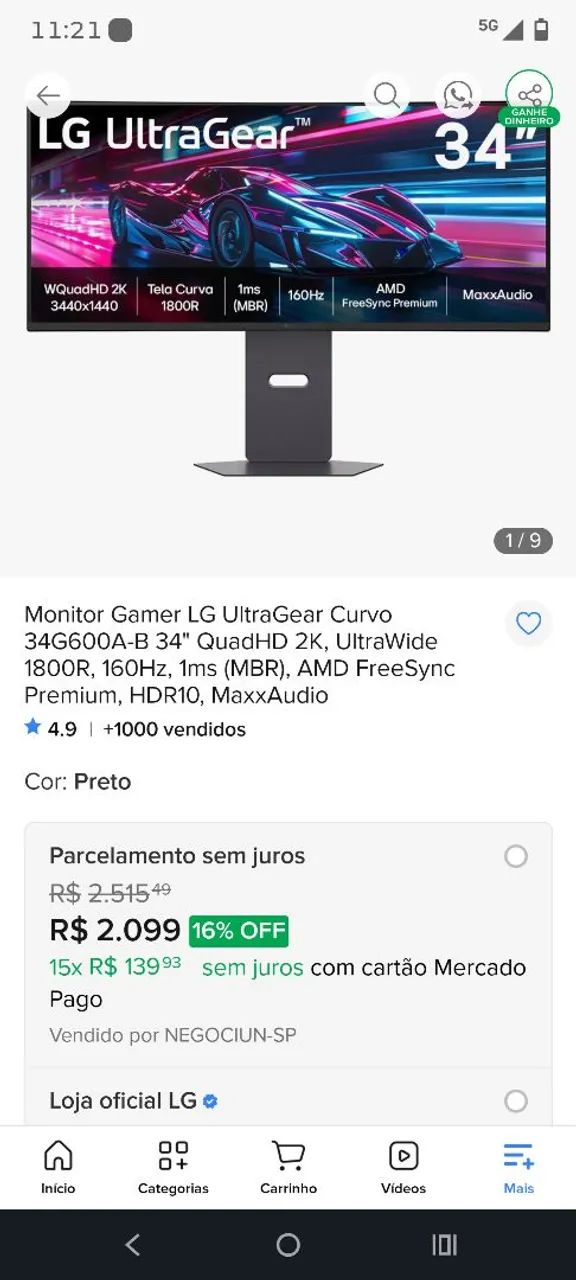 Monitor LG ultragear 34 - Foto 2