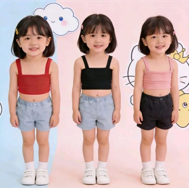 KIT COM 3 TOPS CROPPEDS MENINA INFANTIL FRENTE FORRADA - Foto 2