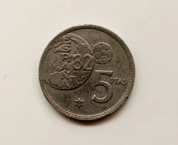 moeda Copa do Mundo Espanha 82- 5 pesetas