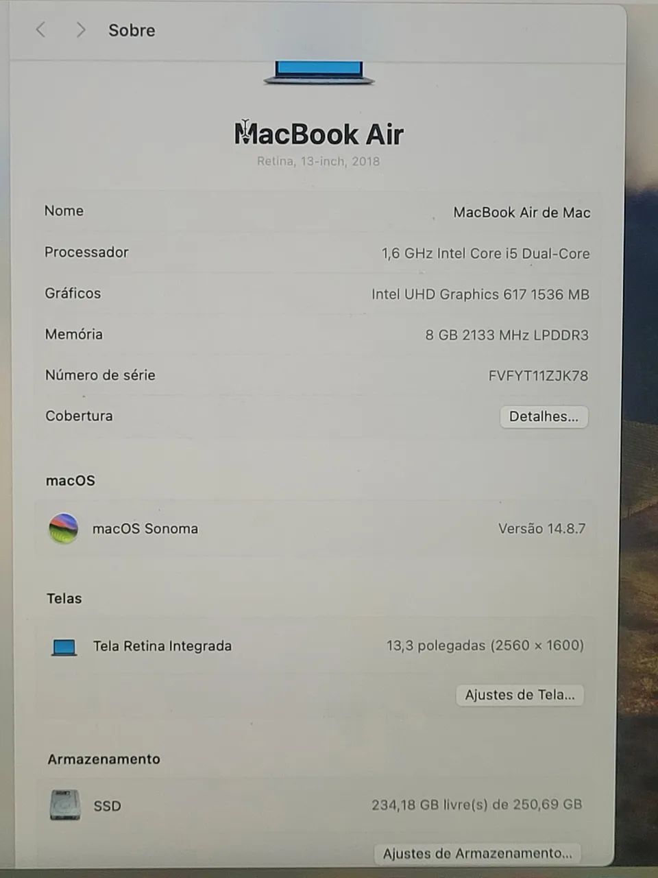 Macbook air 2018 i5 8gb ssd de 250 - Foto 4