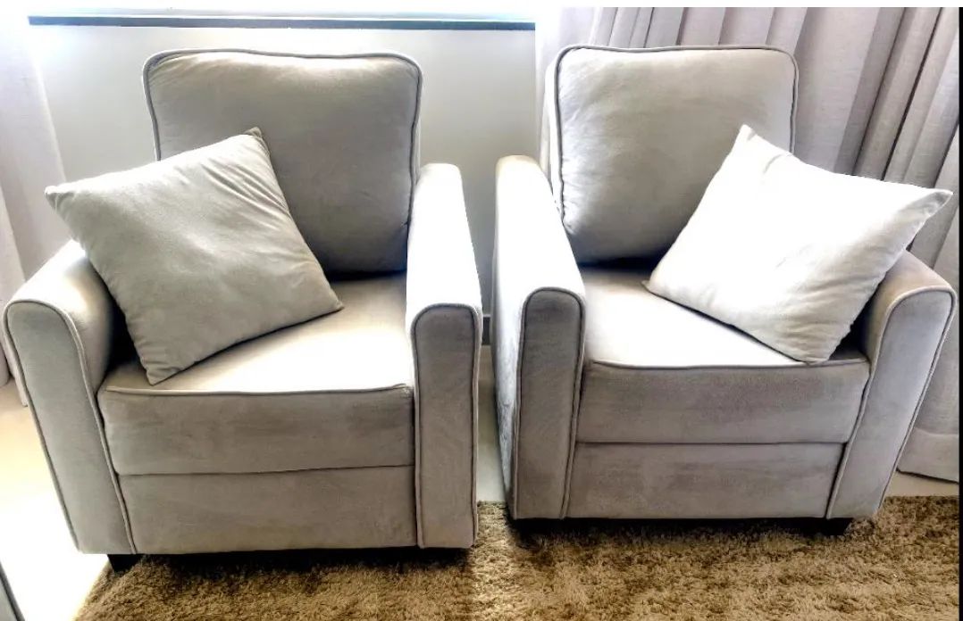 2 Poltronas Suede Cinza