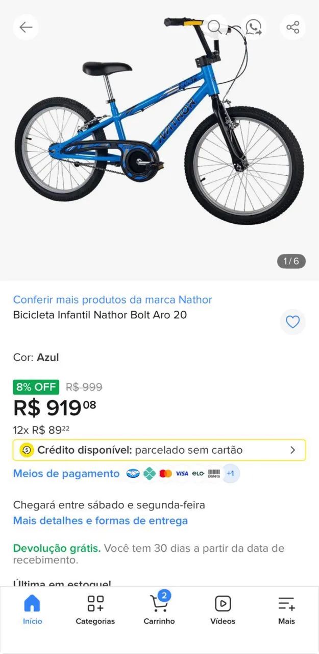 Bicicleta Aro 20 Nova - Foto 3