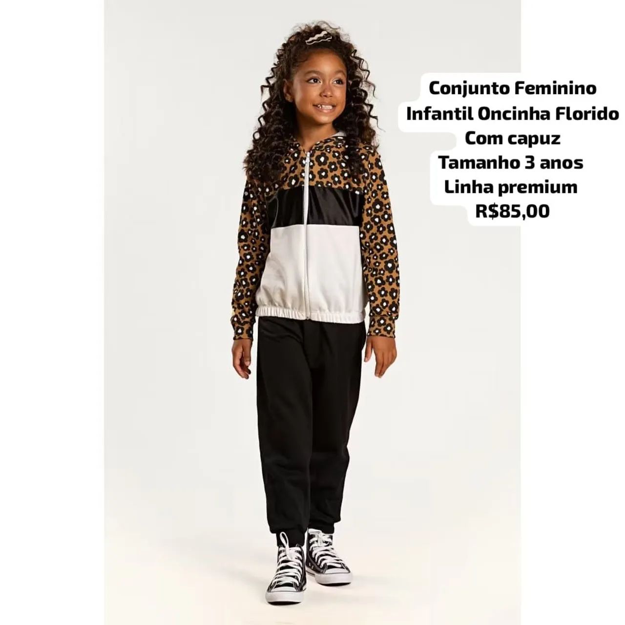 Conjunto Feminino Infantil Oncinha Florido linha premium luxo  - Foto 2