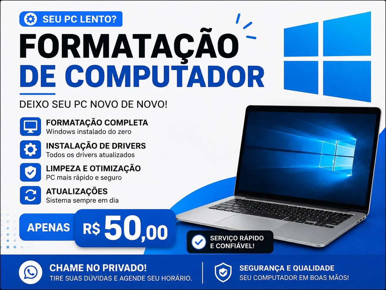 FORMATAÇÃO DE COMPUTADOR - R$ 50,00 