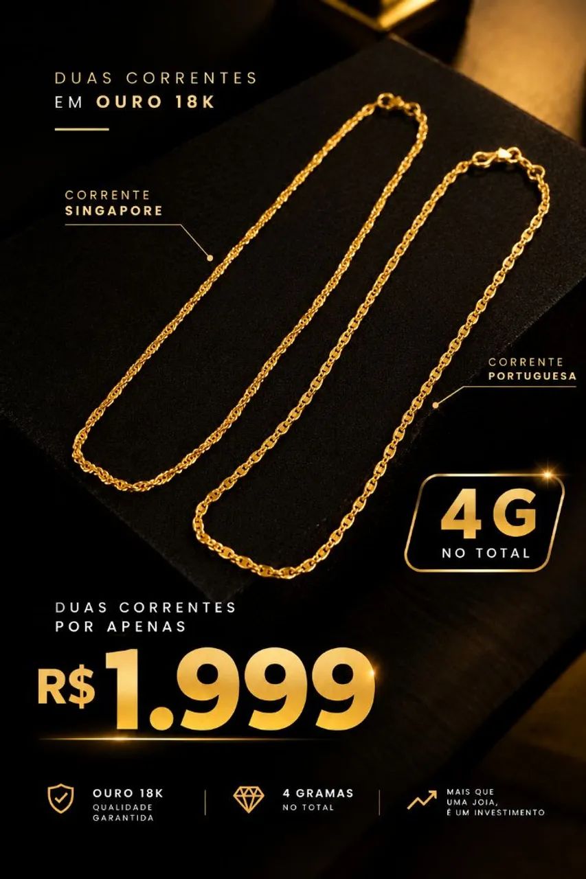 Duas correntes de ouro 18k
