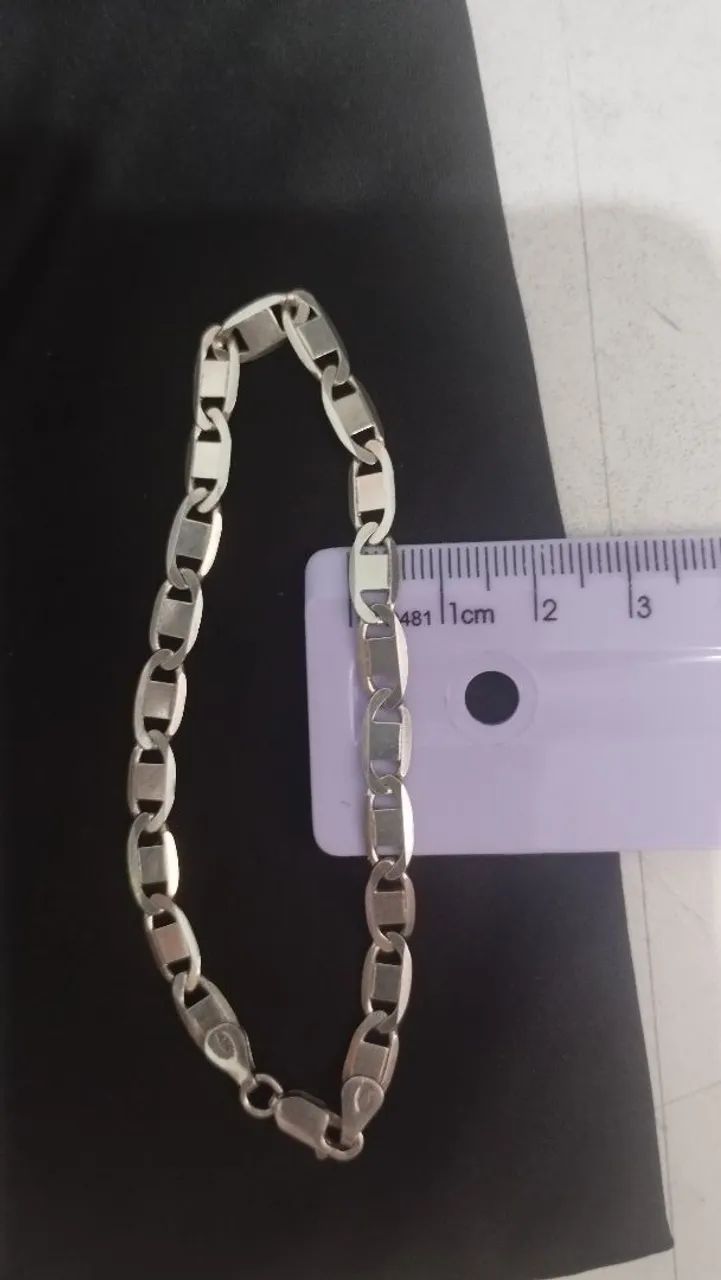 Pulseira prata 925 elo piastrini  - Foto 4