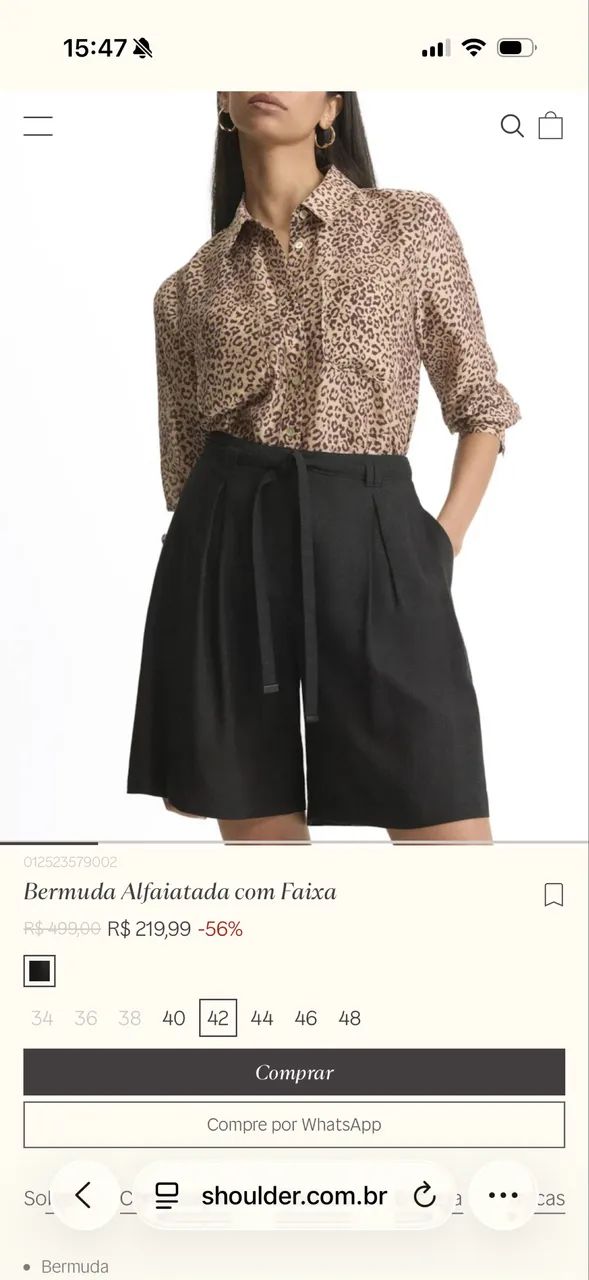 Bermuda alfaiatada Shoulder preta 42 - Foto 4