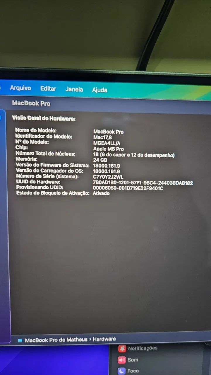 Macbook M5 Pro 18/20 16 polegadas 1Tb armazenamento - Foto 2