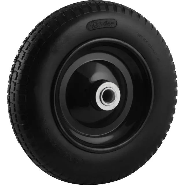 Roda completa com pneu maciço aro 8", furo de 1", capacidade 100 kg, VONDER 