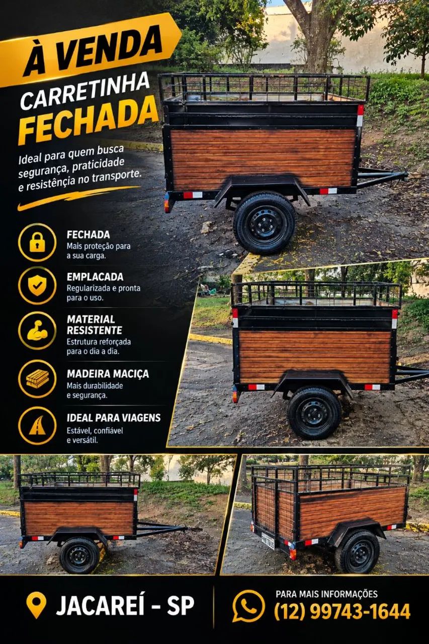 CARRETINHA FECHADA À VENDA - DOCUMENTADA - 