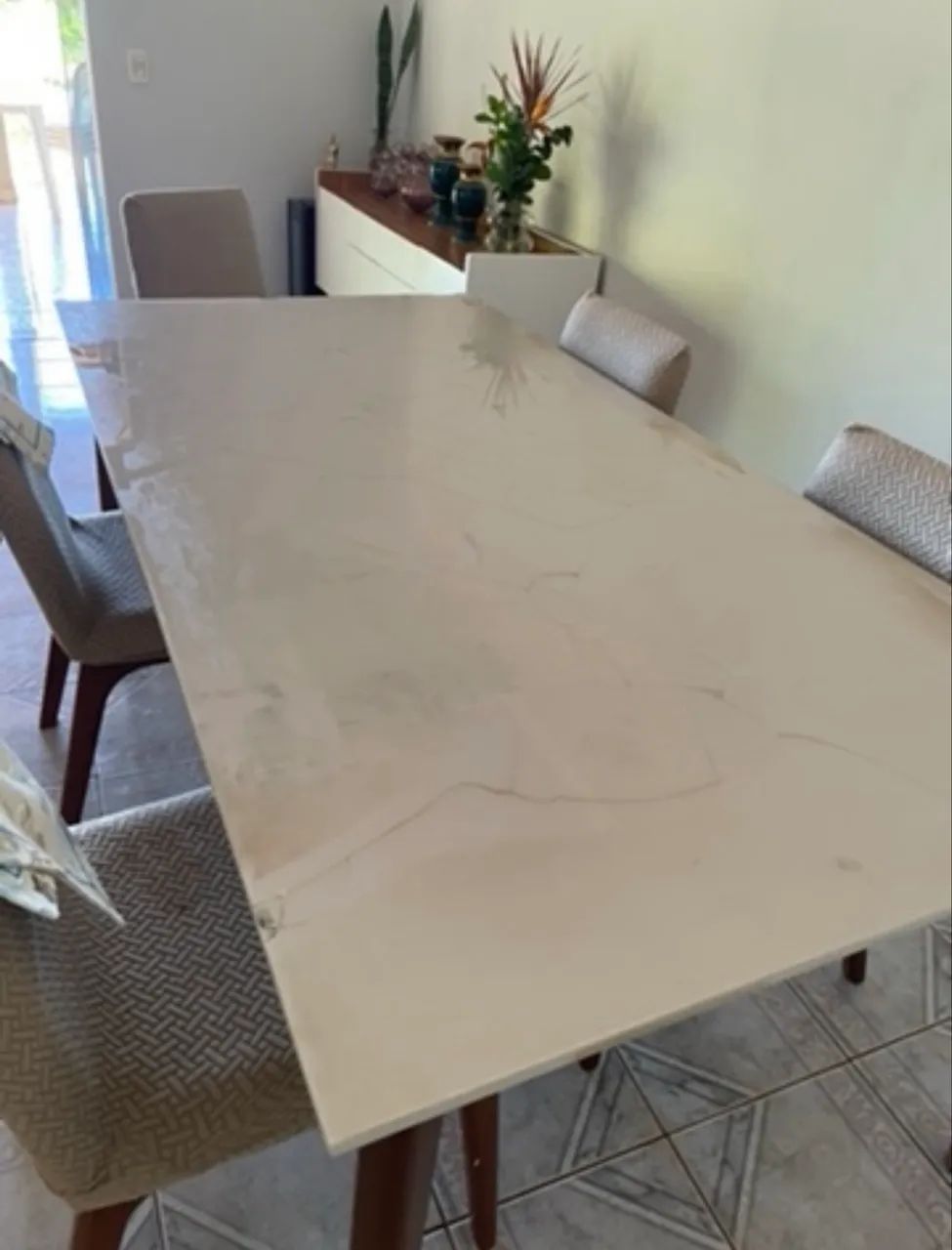 Mesa de Jantar 2m x 1m com 6 Cadeiras - Madeira Maciça - Para Reforma