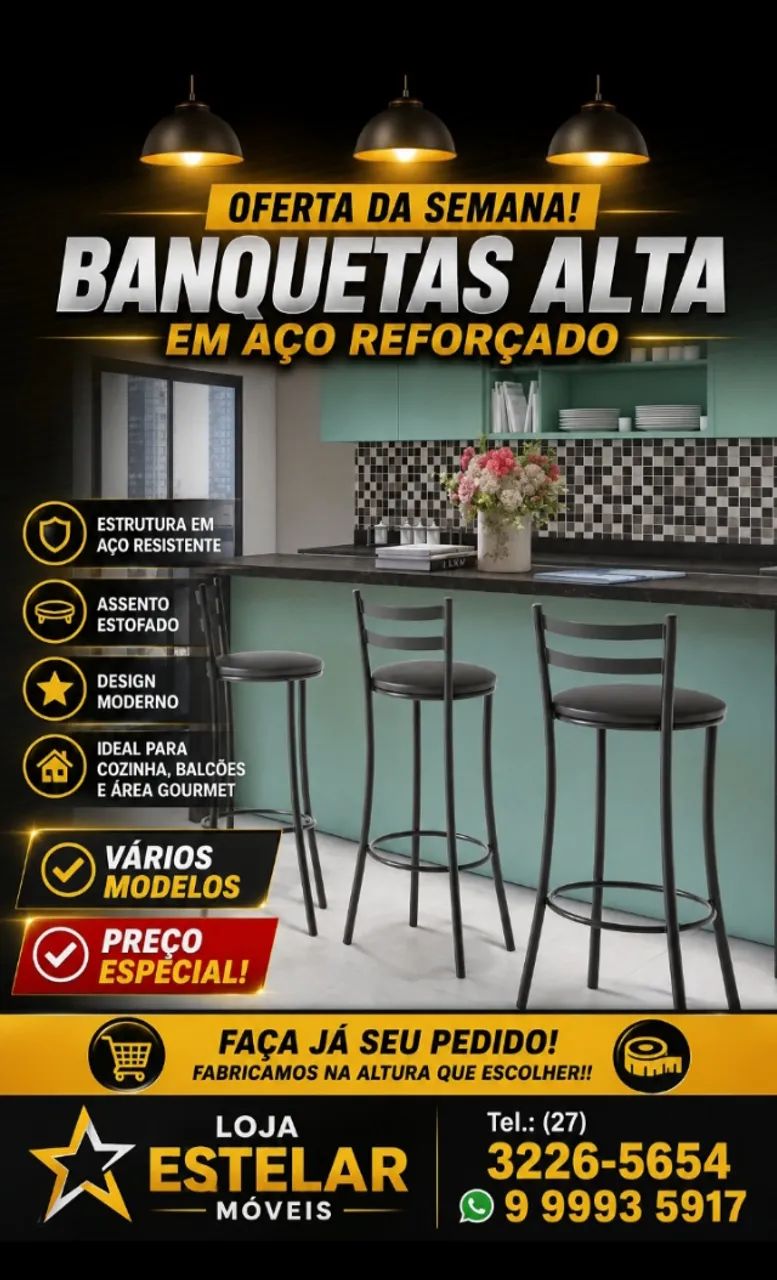 Cozinha gourmet! Banquetas alta