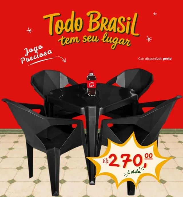Jogo de mesa e cadeira de plástico Diamante