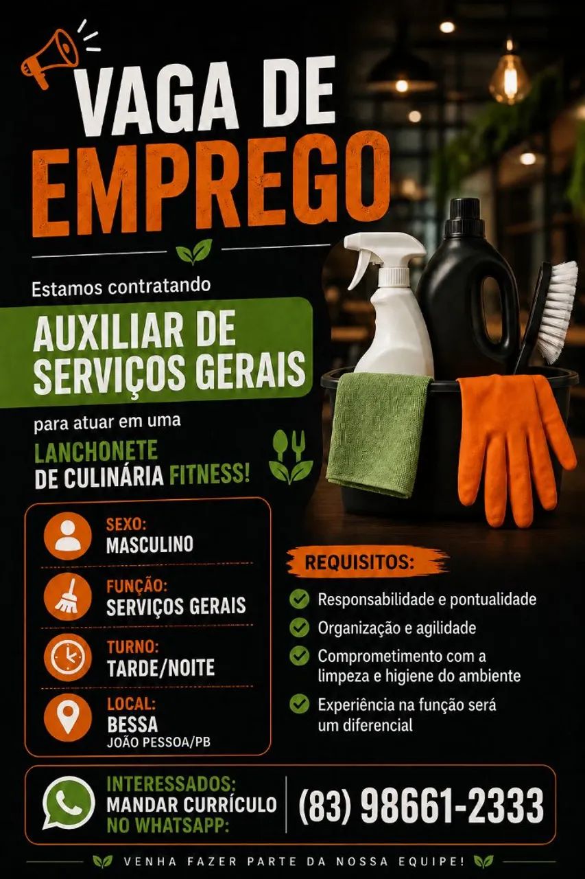 Vaga de Emprego para Serviços Gerais 