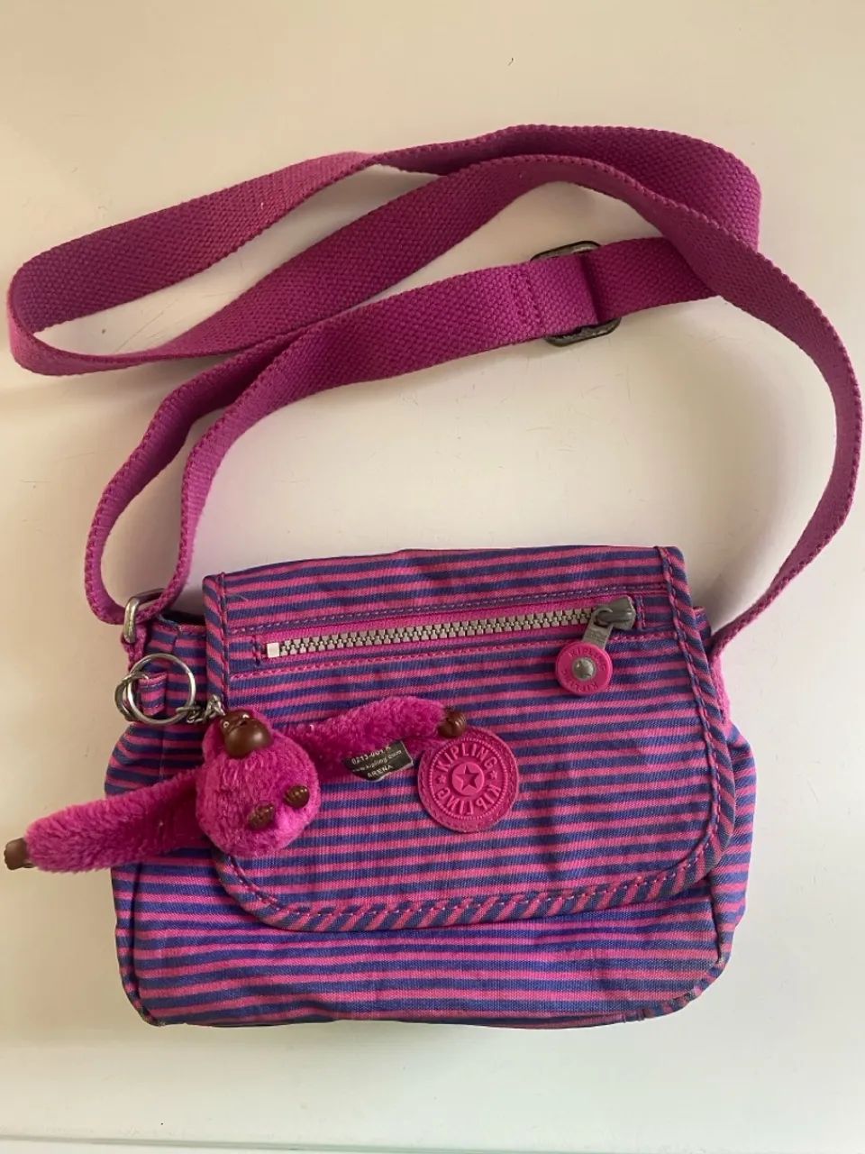 Bolsa Kipling rosa listrada como nova  - Foto 2