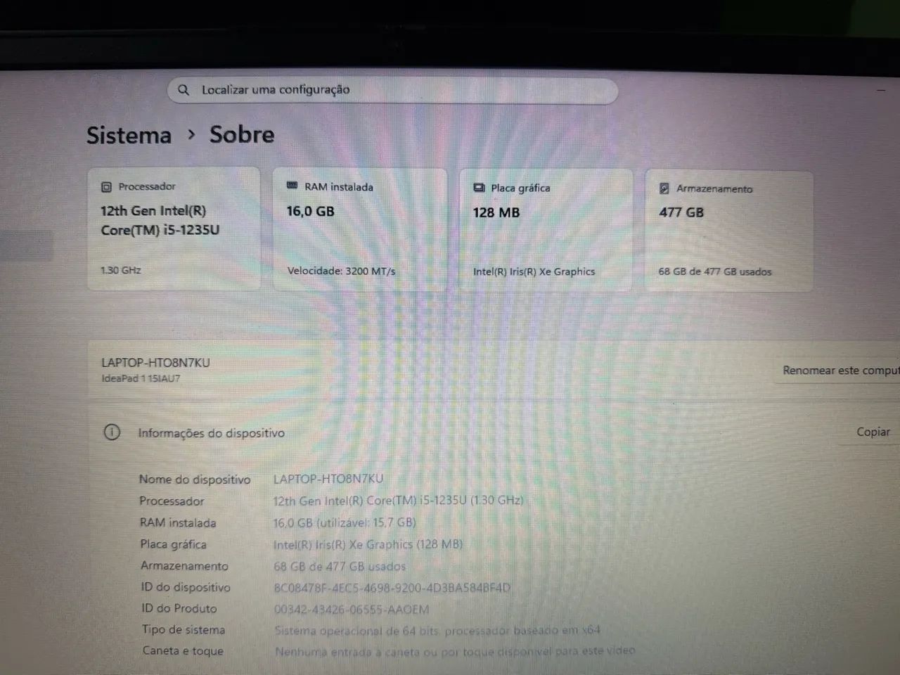 I5 12ª Ger, 16GB RAM, SSD 512GB - Notebook Lenovo IdeaPad 1