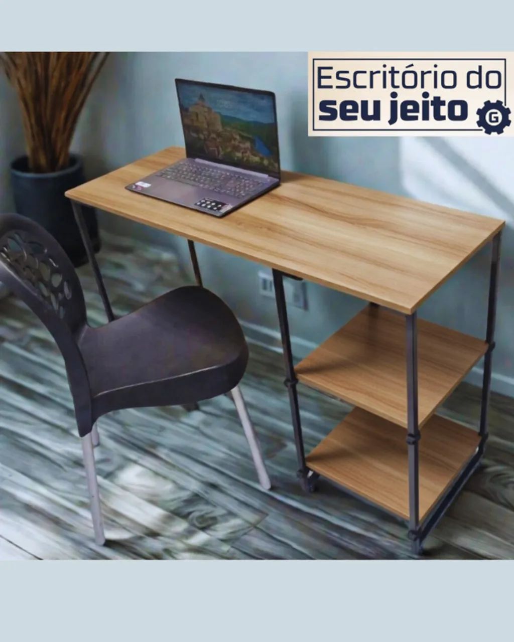 Mesa Industrial 1,1 m NOVA Multiuso para Computador Notebook Estudo Escritório Birô Game - Foto 3